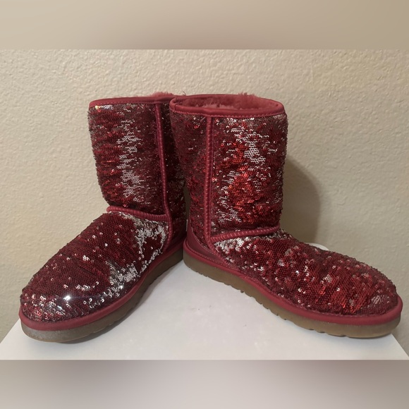 UGG Cranberry Sequin Boots Classic Short Size 8 - Picture 5 of 6
